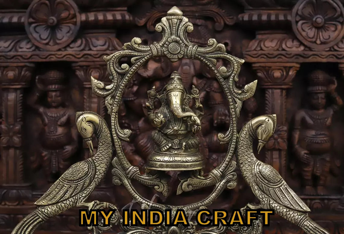 19.5" Urli with ganpati elephants