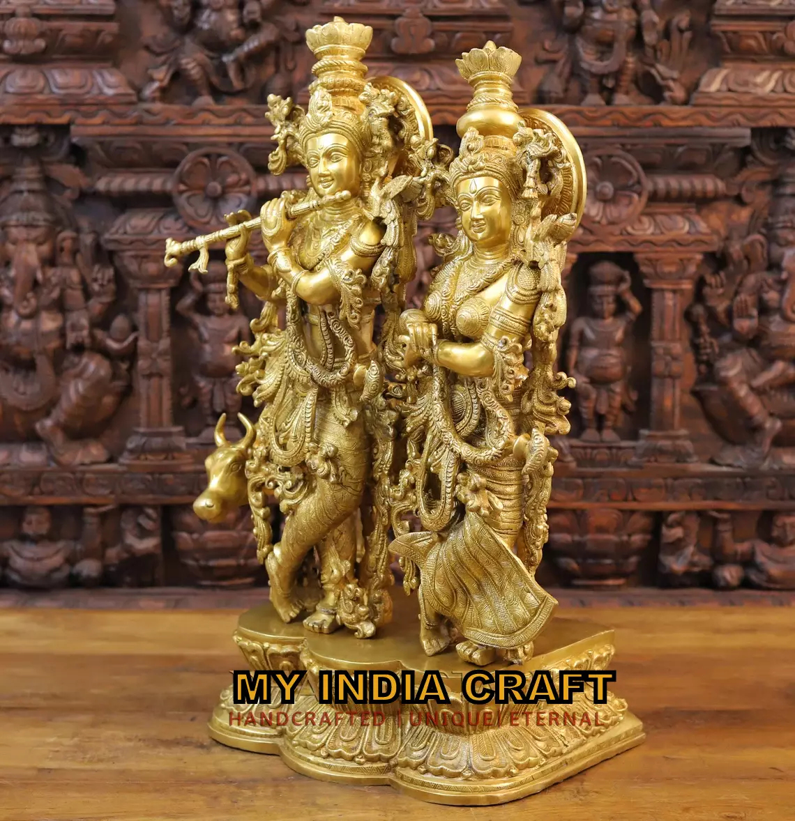 27" Krishna Radha Statue Big Brass