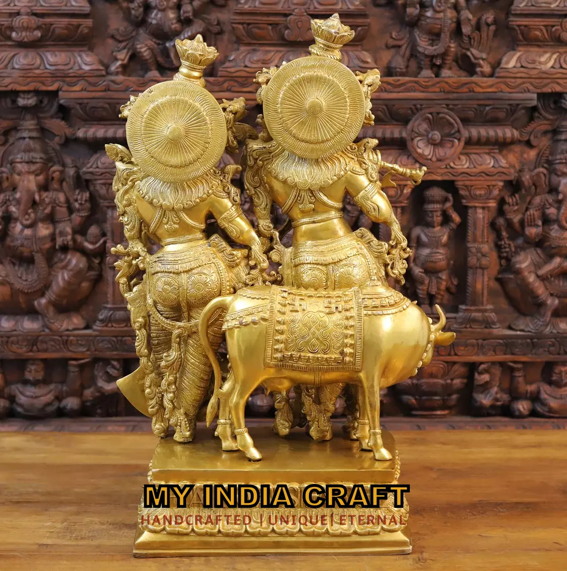 27" Krishna Radha Statue Big Brass