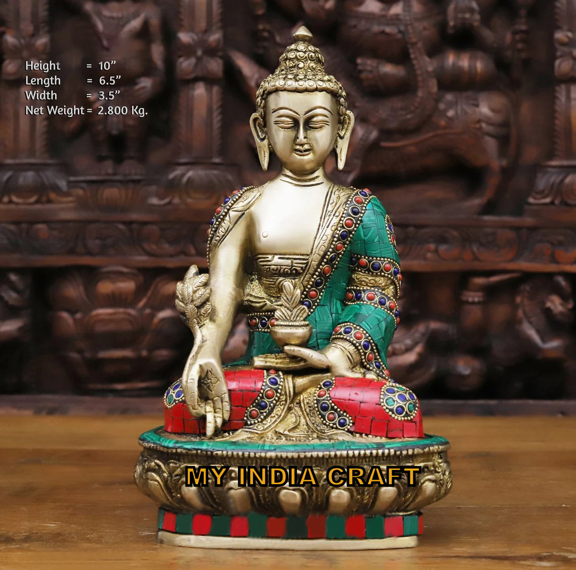 10" Buddha Statue brass