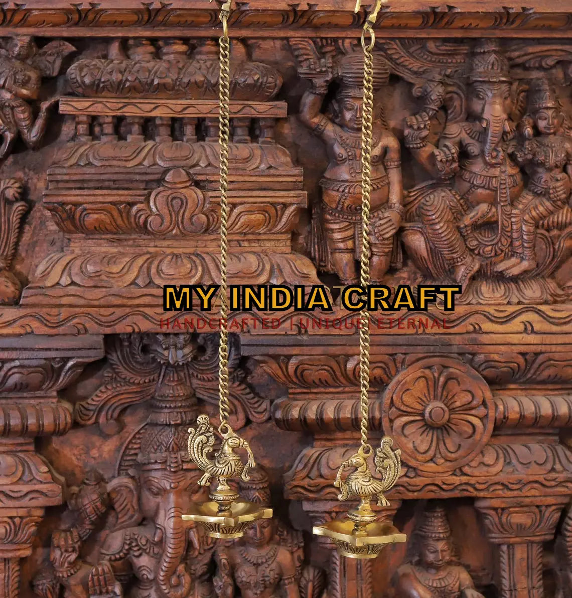 18" Hanging diya brass (set of 2)