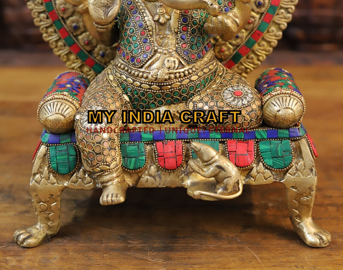 17.5" Ganesh statue inlay handcrafted