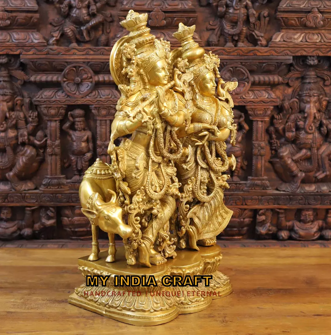 27" Krishna Radha Statue Big Brass
