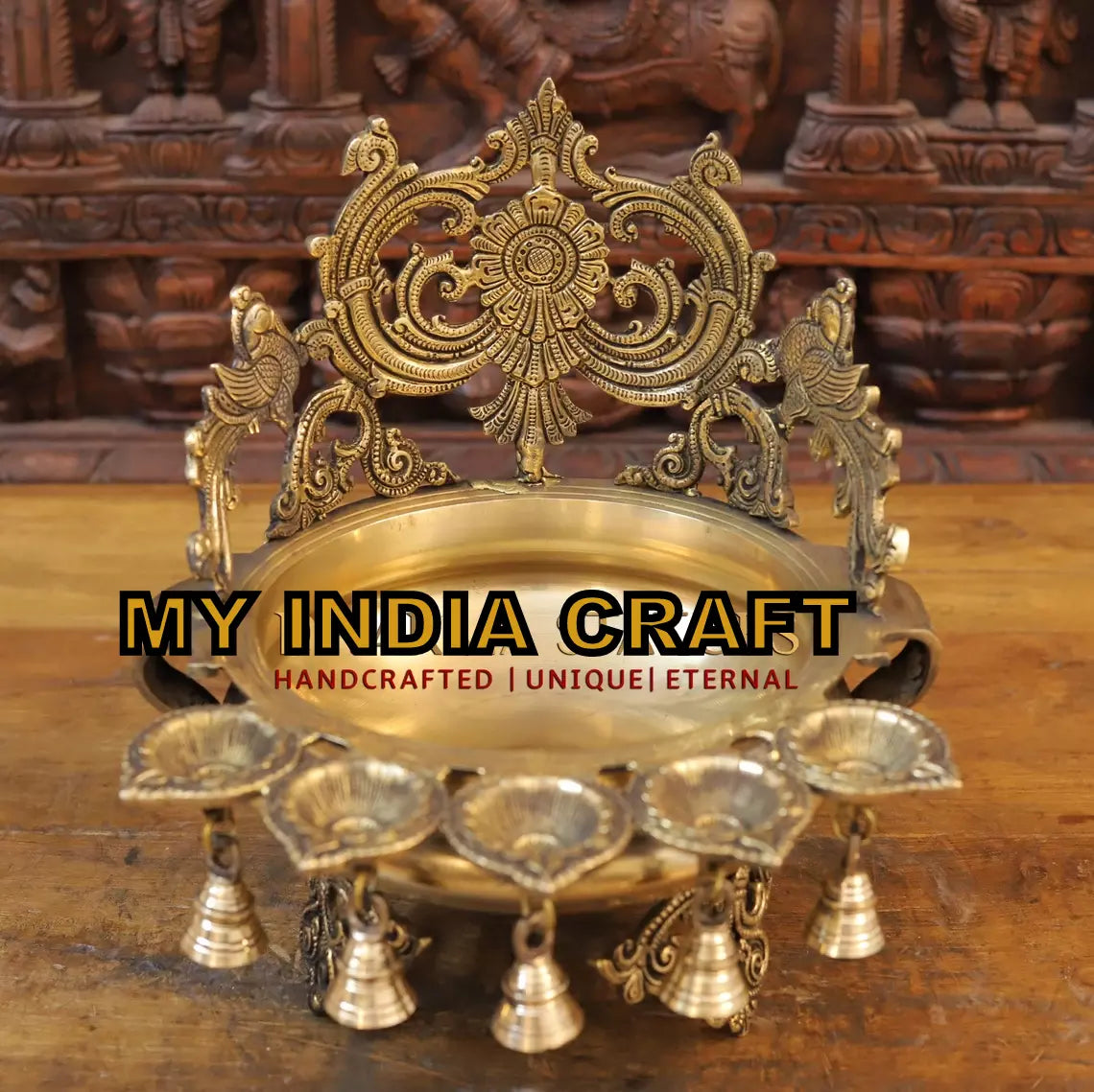 13.5" Urli with bells and diya