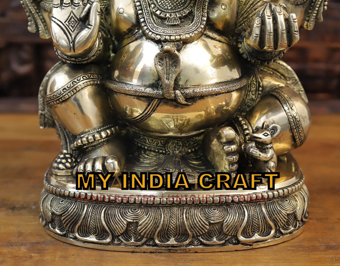 20" Brass mukut ganpati