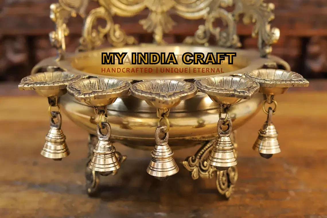 13.5" Urli with bells and diya