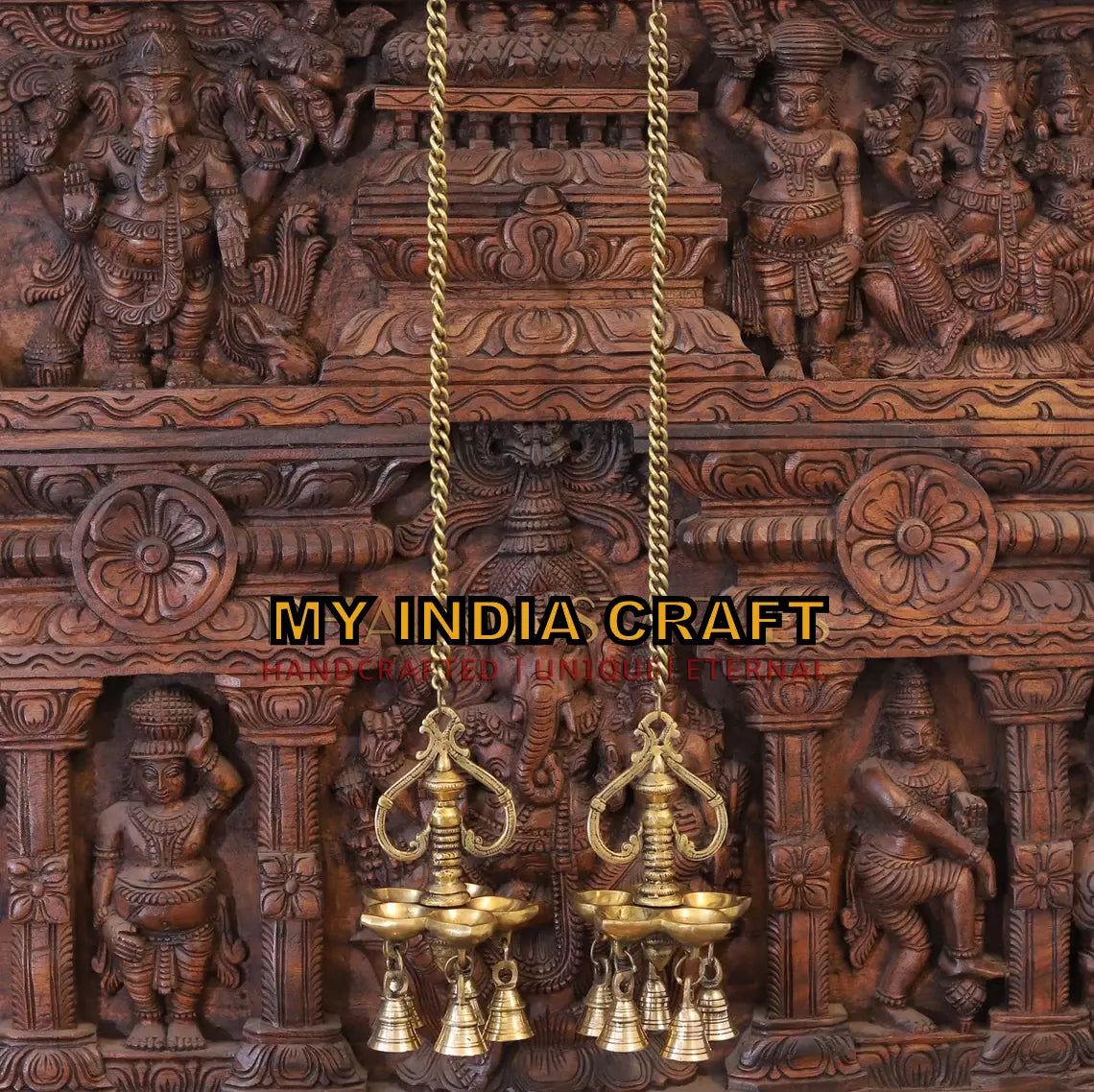 25" Hanging brass diya