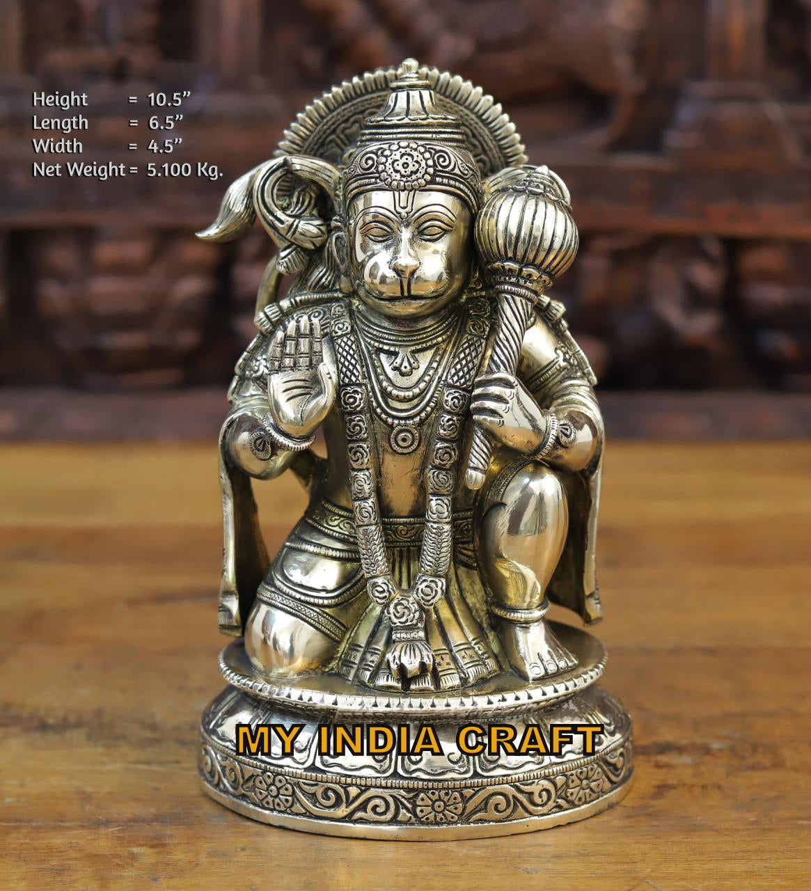 Lord Hanuman Good Luck Idol  Pure Brass Figurine – ServDharm