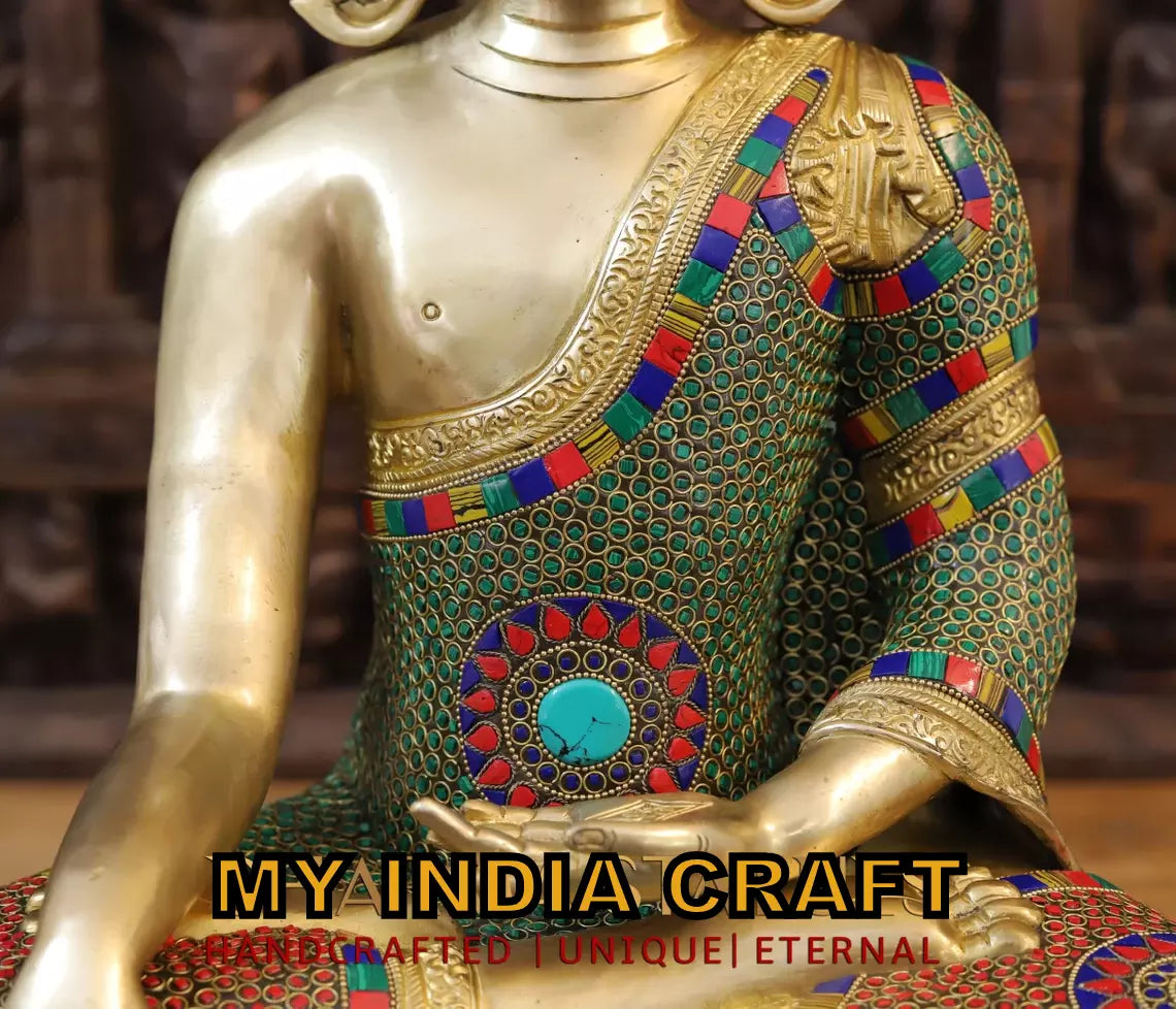 21.5" Buddha statue brass
