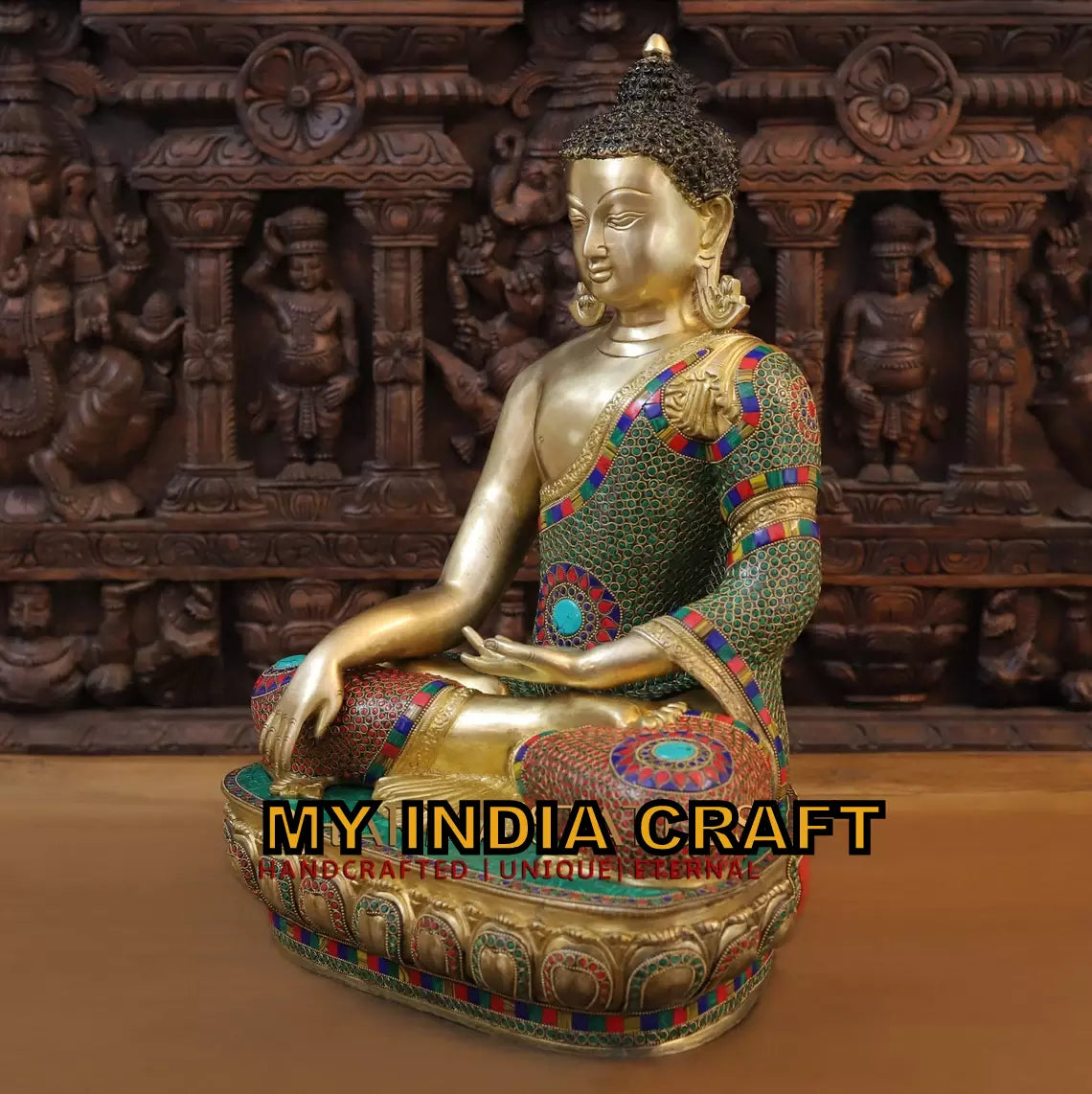 21.5" Buddha statue brass