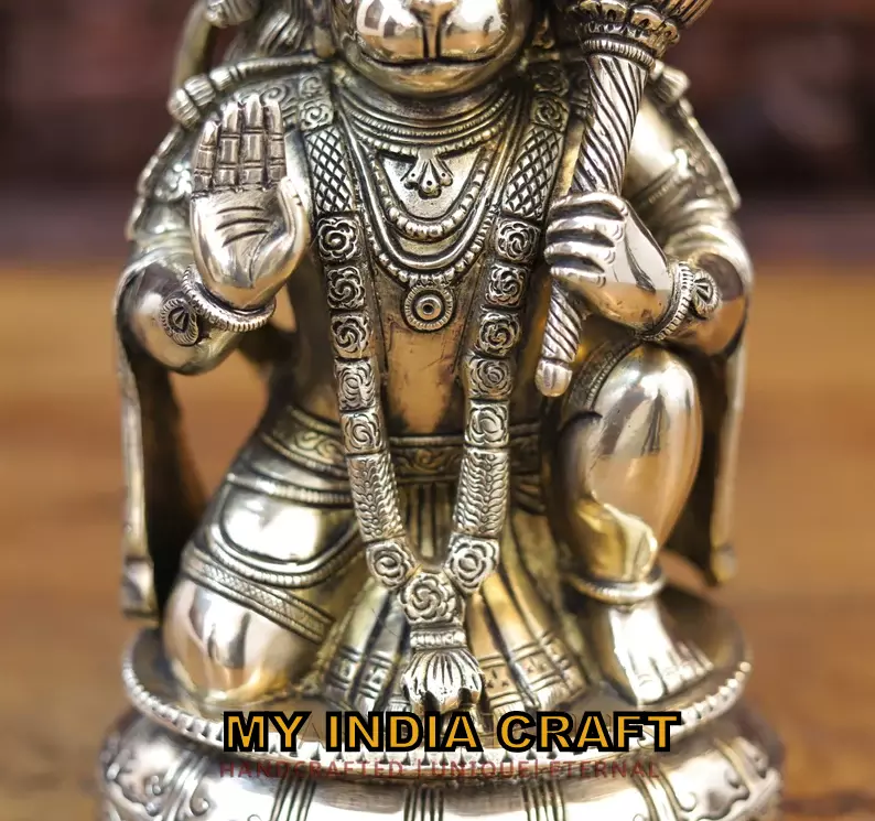 10.5" Hanuman Idol pure brass