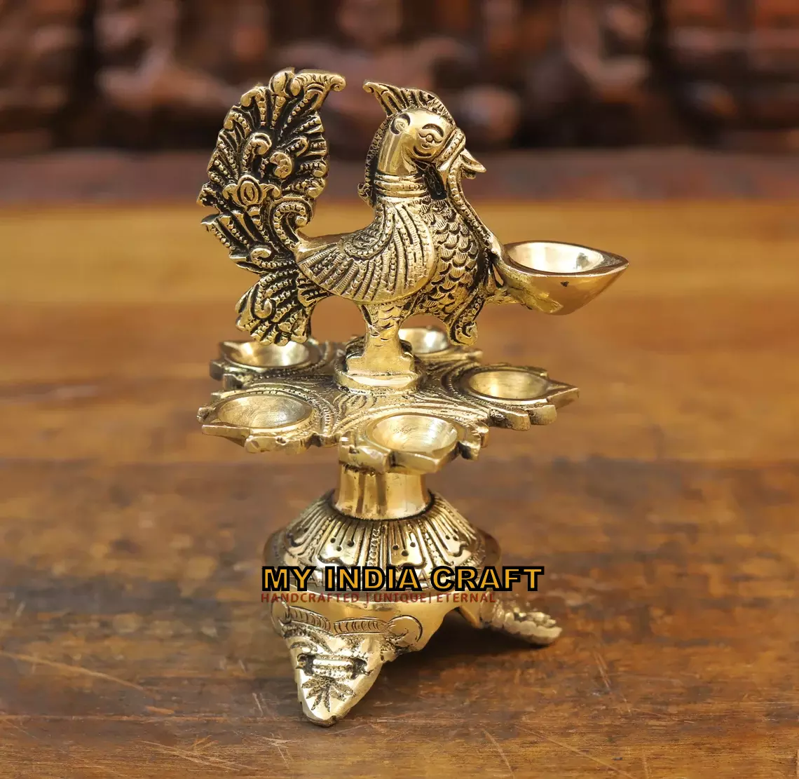 7.5" Peacok Diya stand (set of 2)