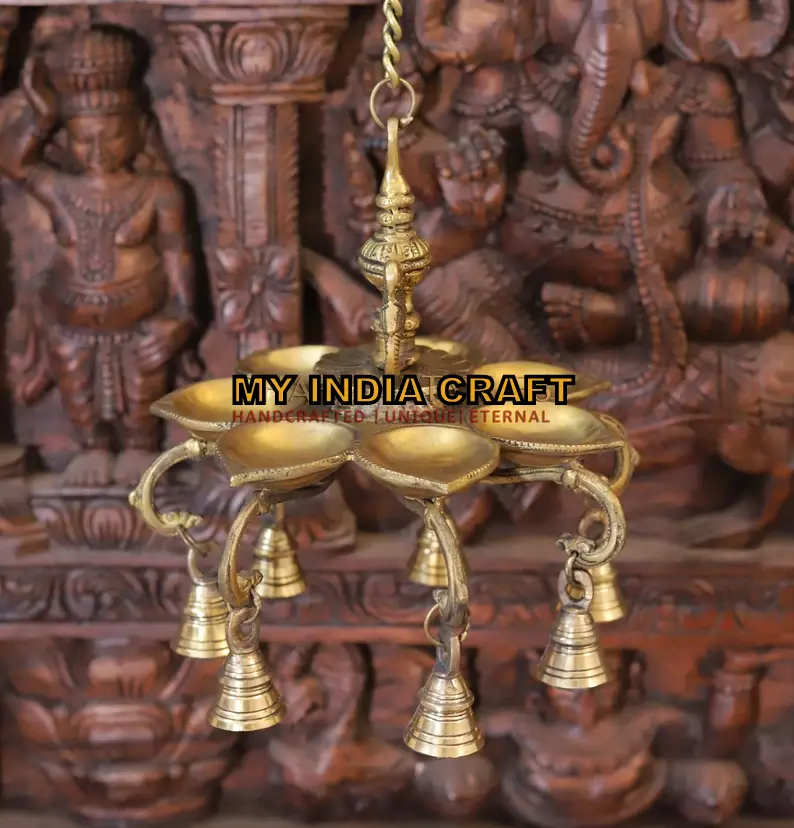 28" Hanging brass diya