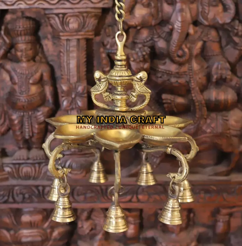 28" Hanging brass diya