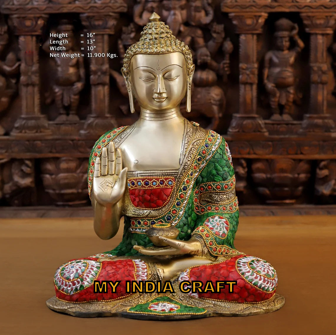16" Buddha Statue brass