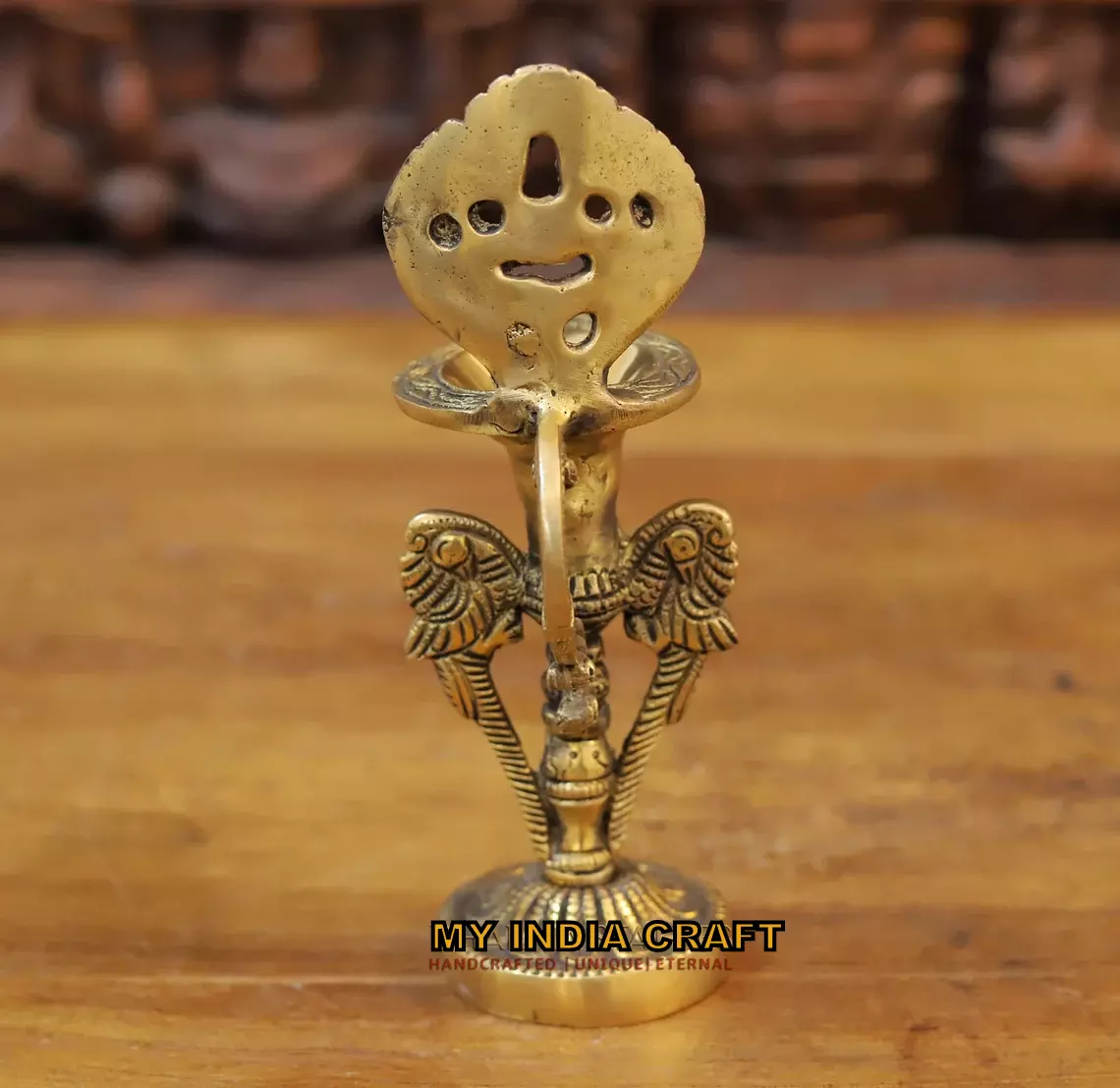 9" Parrot Diya stand brass (set of 2)