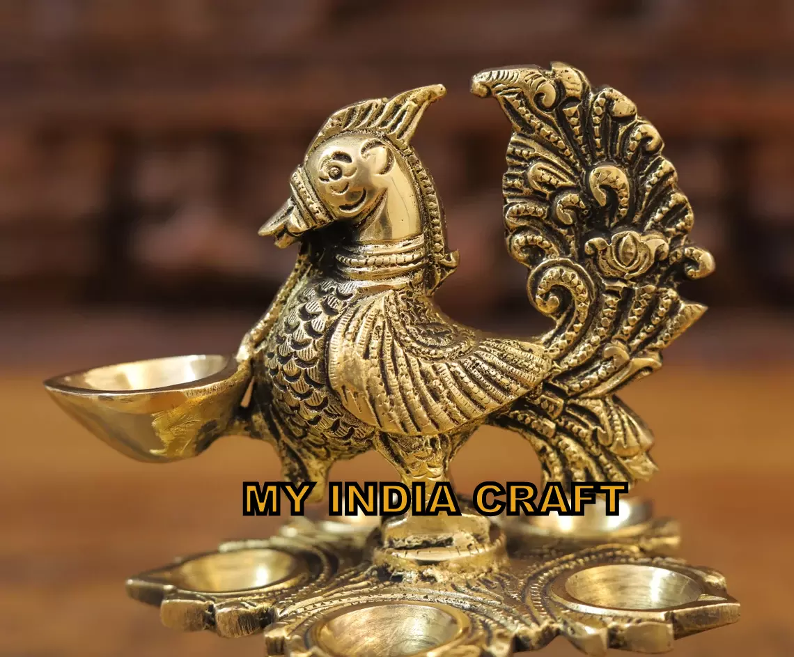 7.5" Peacok Diya stand (SET OF 2)