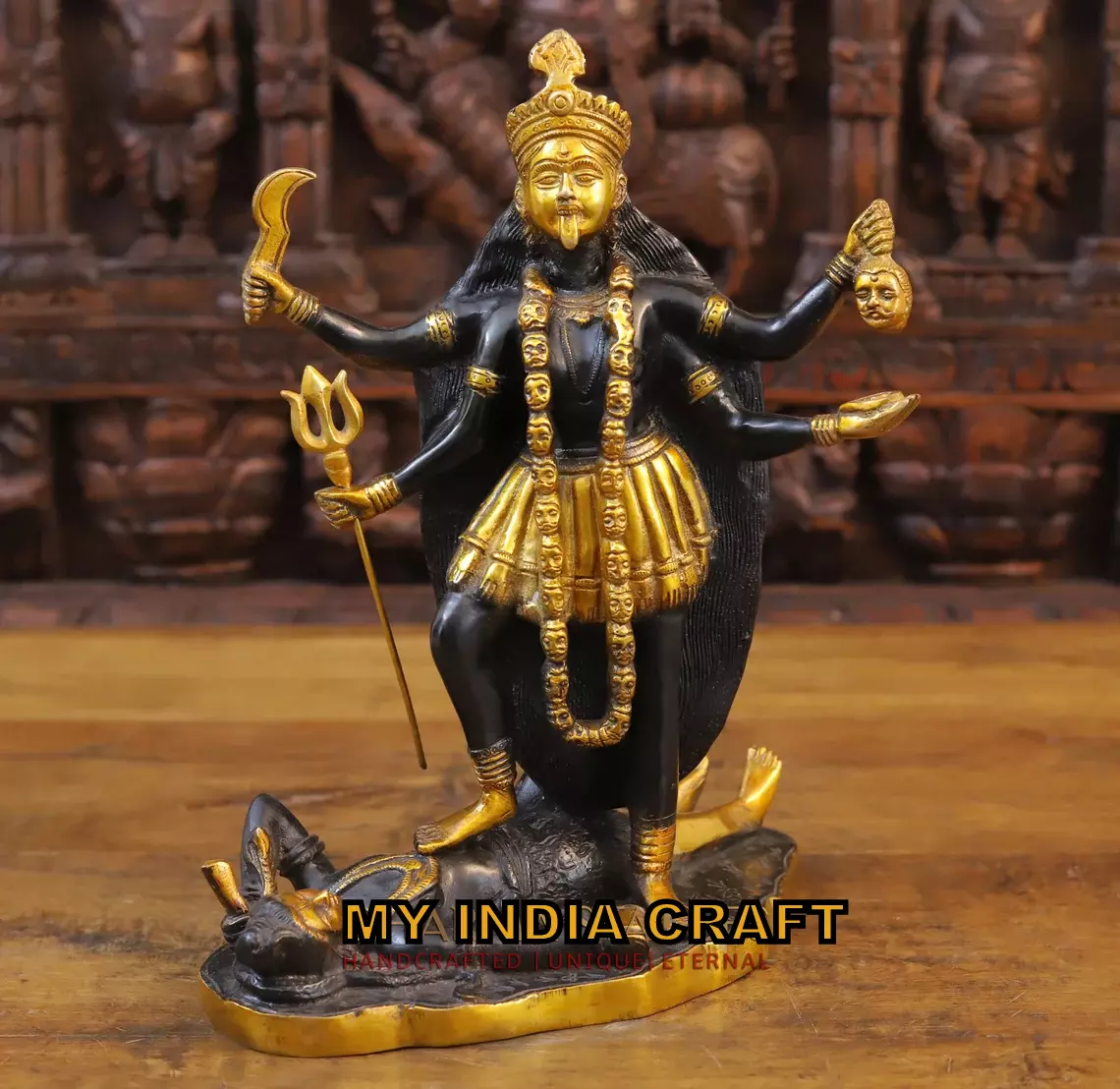 14" Kali mata idol brass black