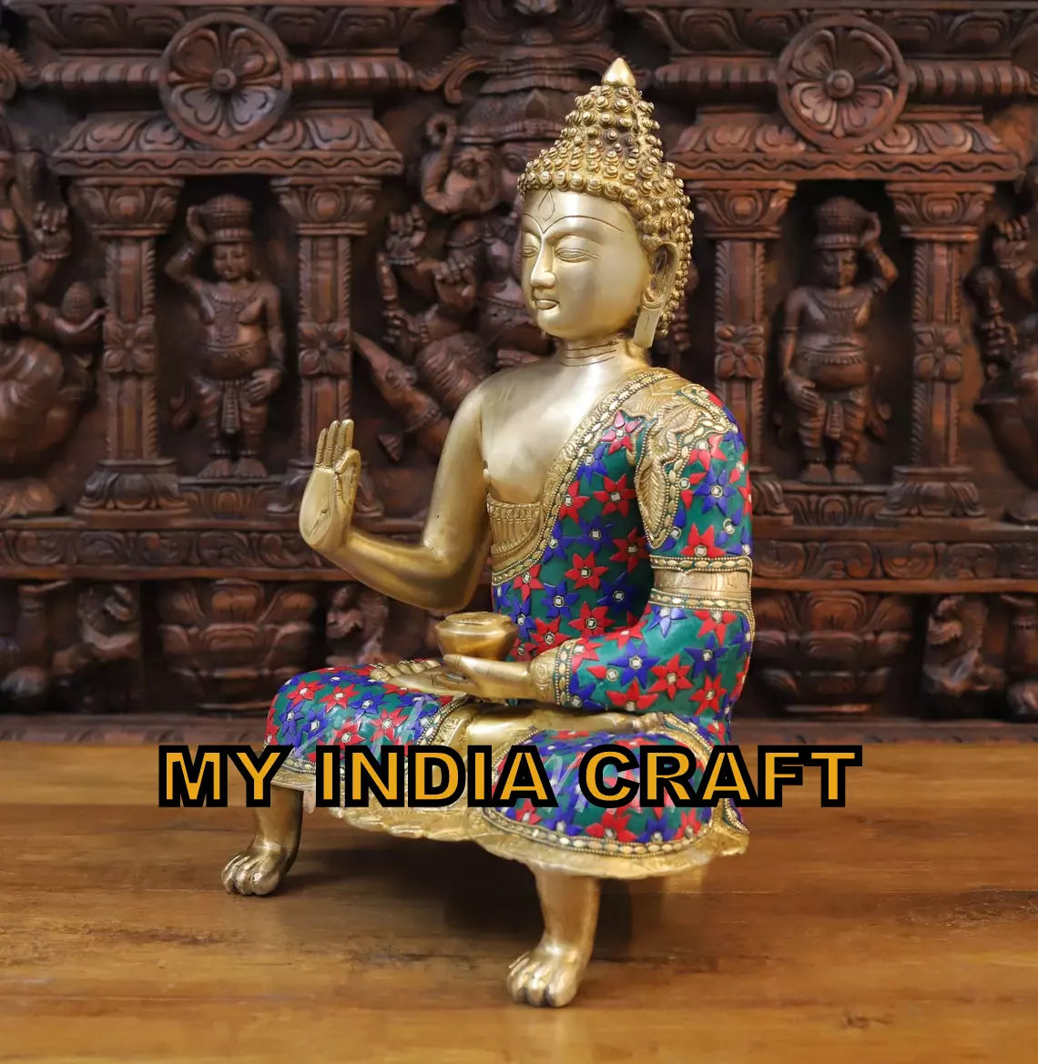 20.5" Buddha Statue brass metal