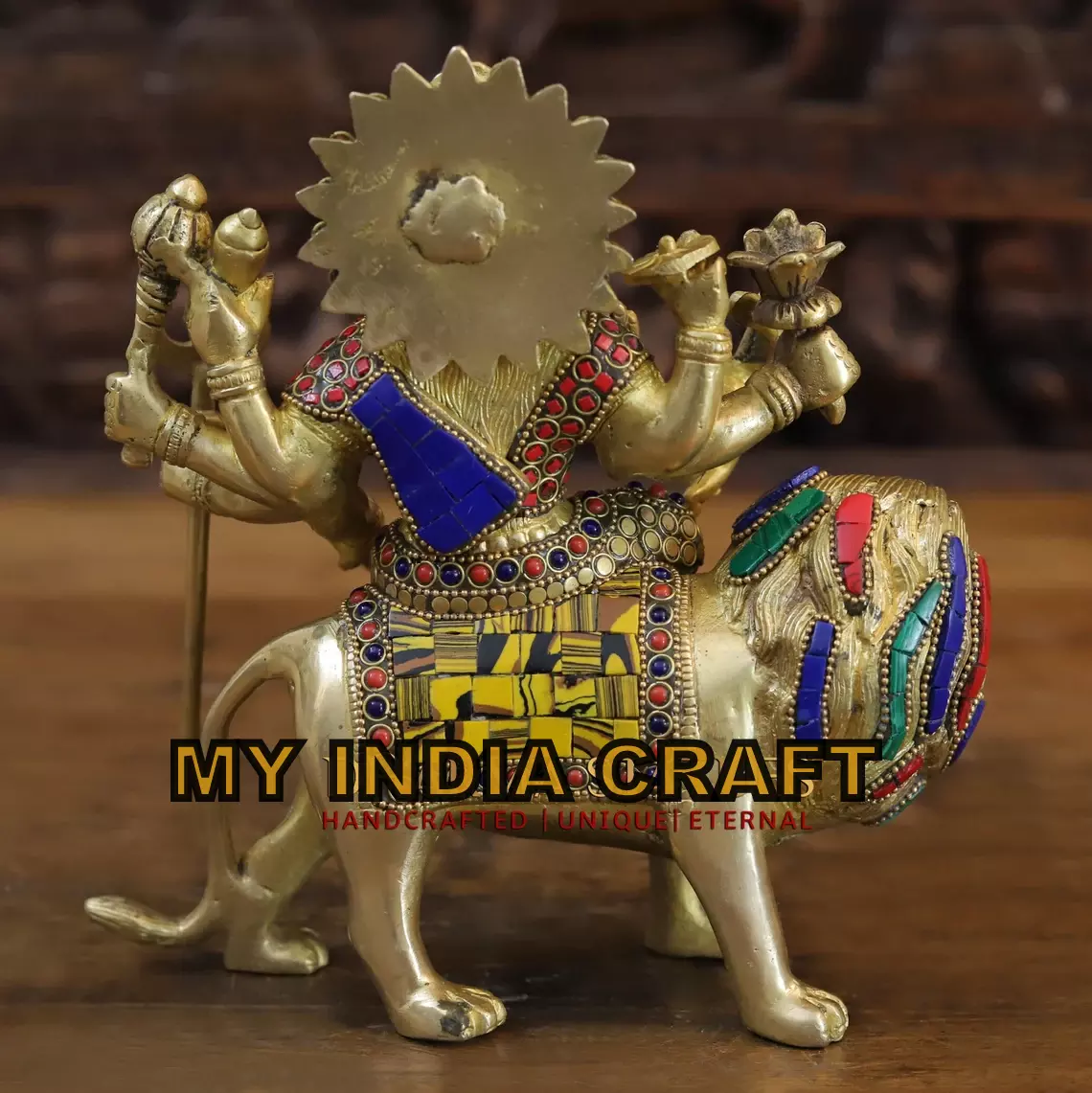 Ambe maa statue on lion