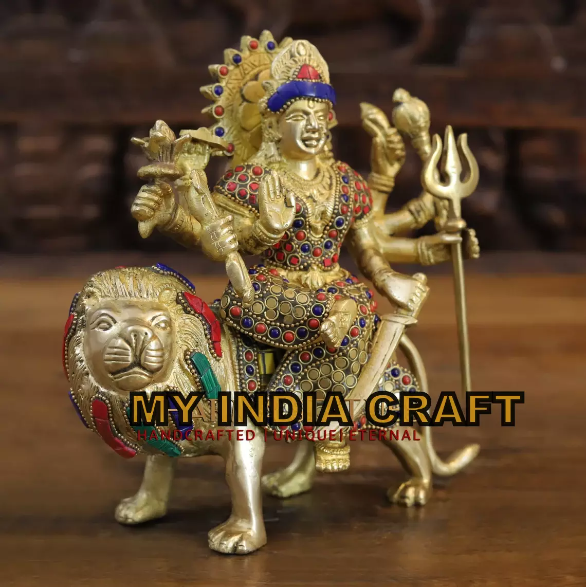 Ambe maa statue on lion