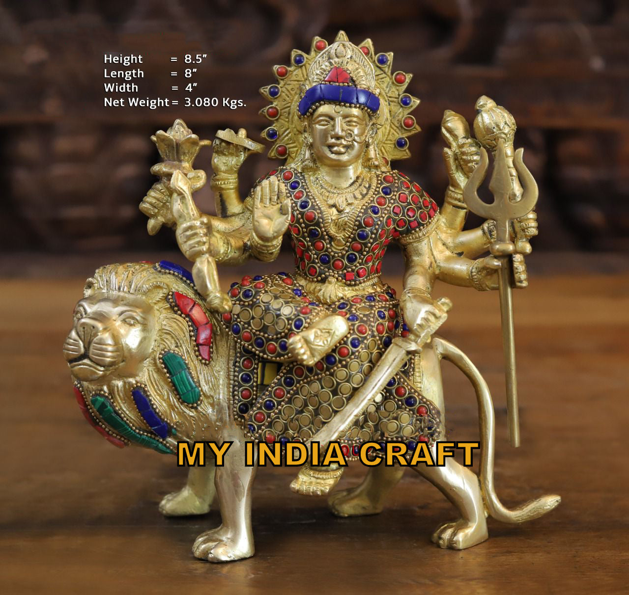 Ambe maa statue on lion