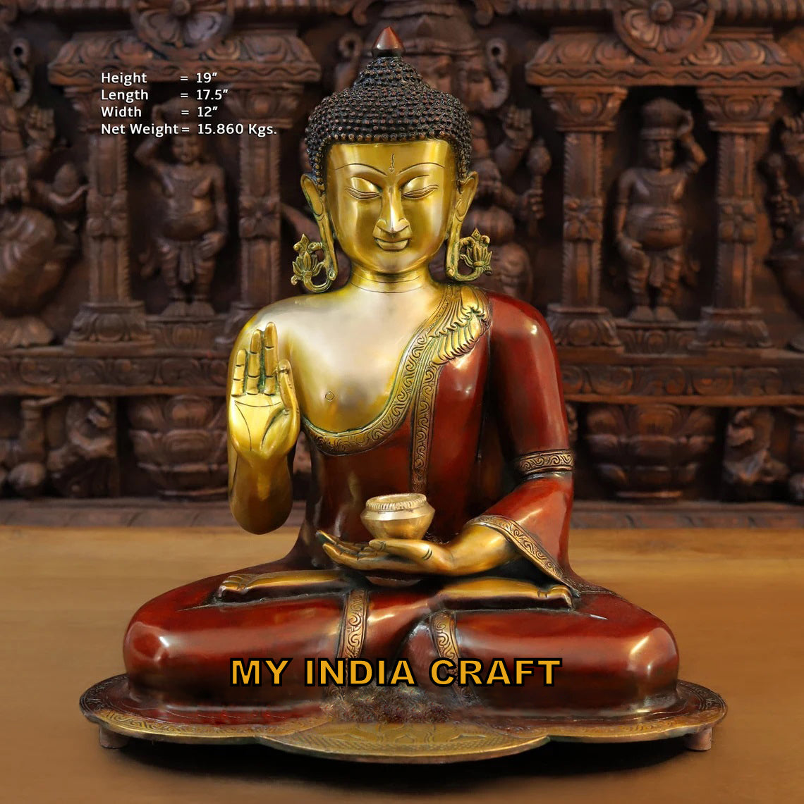19" Buddha antique statue