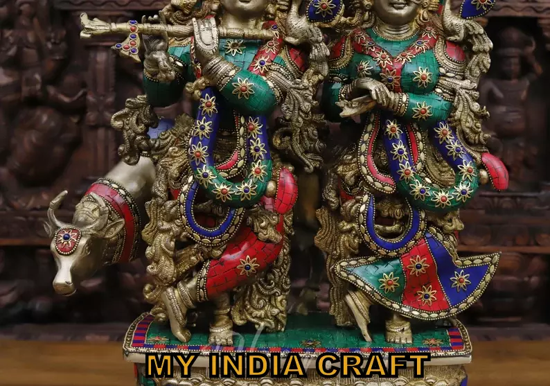 21" Brass Radha Krishna With Cow