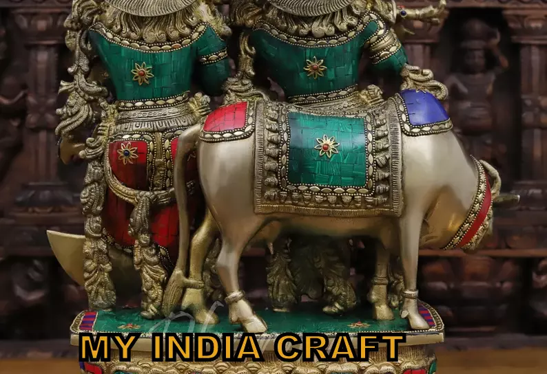 21" Brass Radha Krishna With Cow