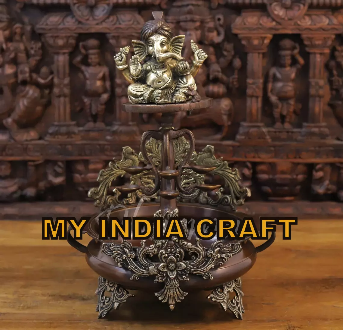 20" Urli with ganesh and diya