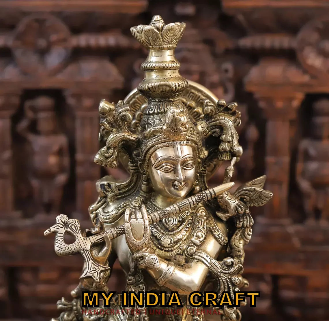 22.5" Krishna Idol With Cow