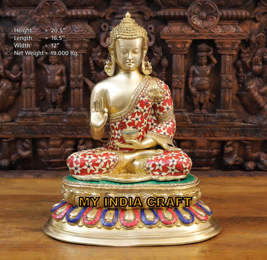20.5" Buddha statue brass