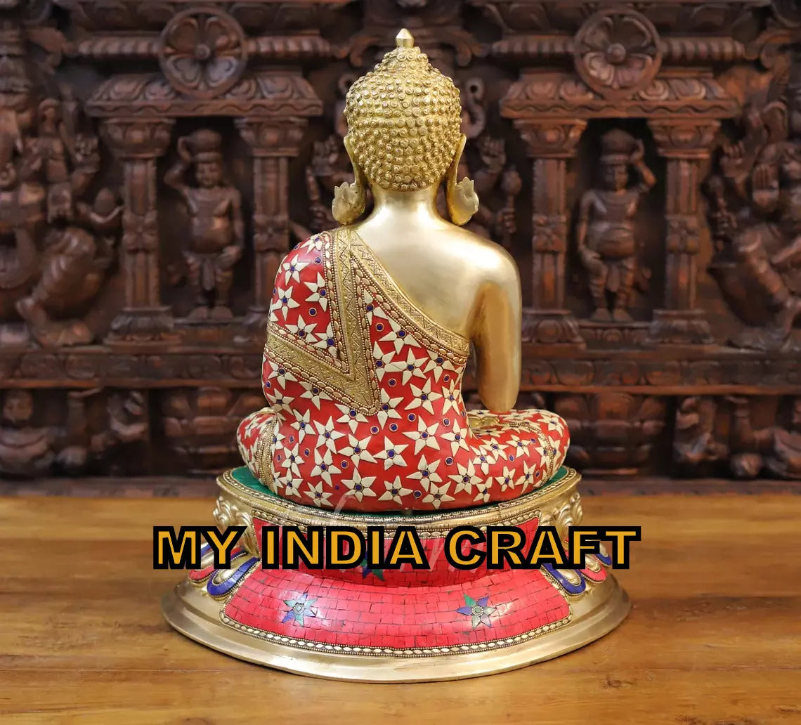 20.5" Buddha statue brass