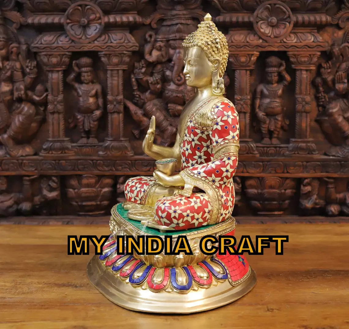 20.5" Buddha statue brass
