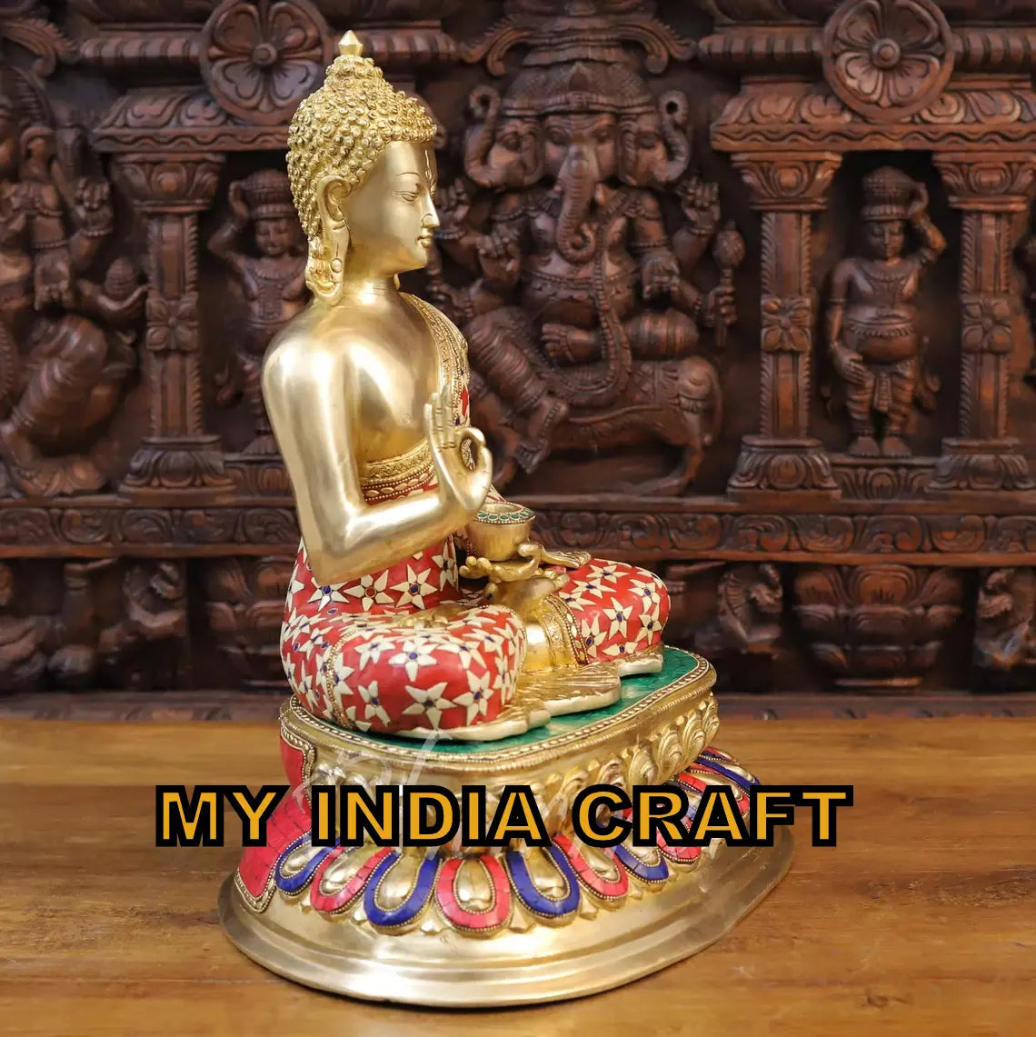 20.5" Buddha statue brass