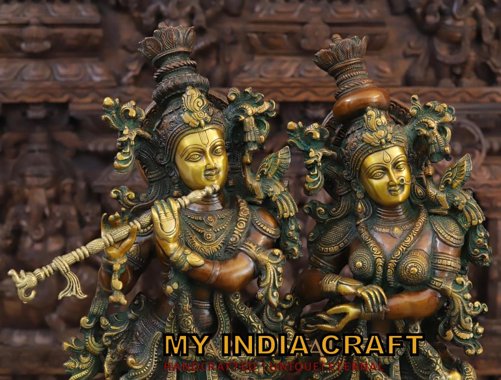 27" Radha Krishna In brass
