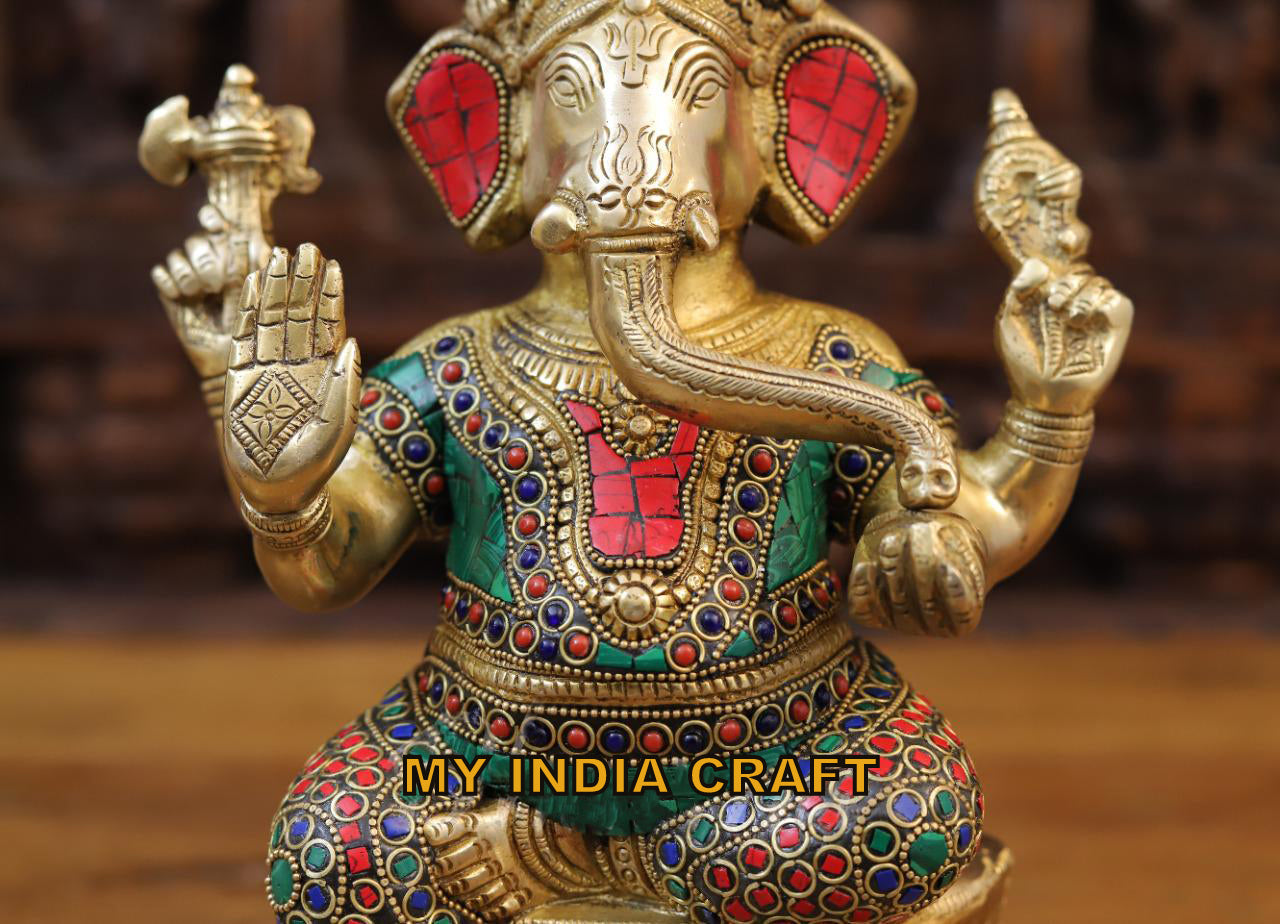 13" Ganpati statue with straight posture