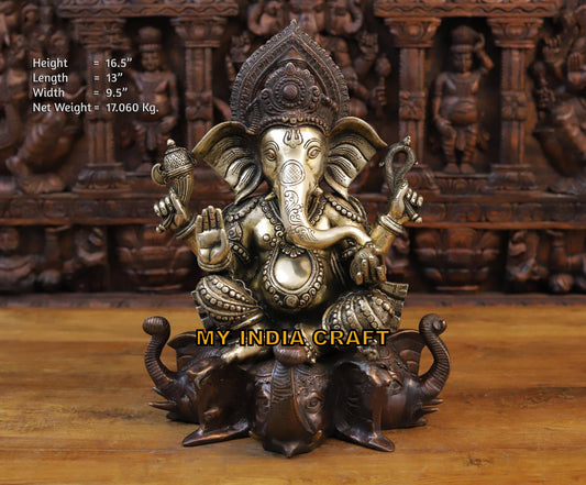 16.5" Ganesh statue on elephant