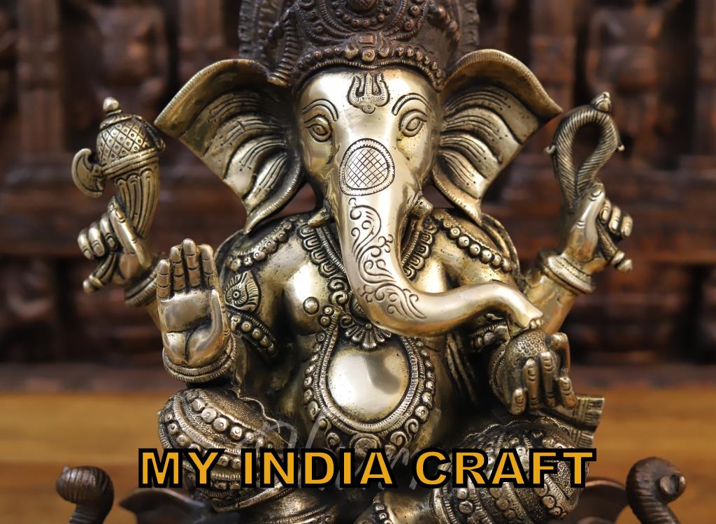 16.5" Ganesh statue on elephant