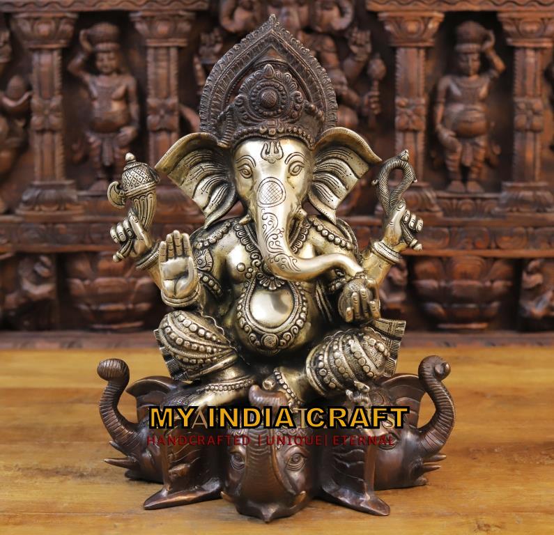 16.5" Ganesh statue on elephant