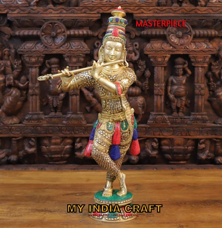 23" Krishna Idol Bras Inlay work
