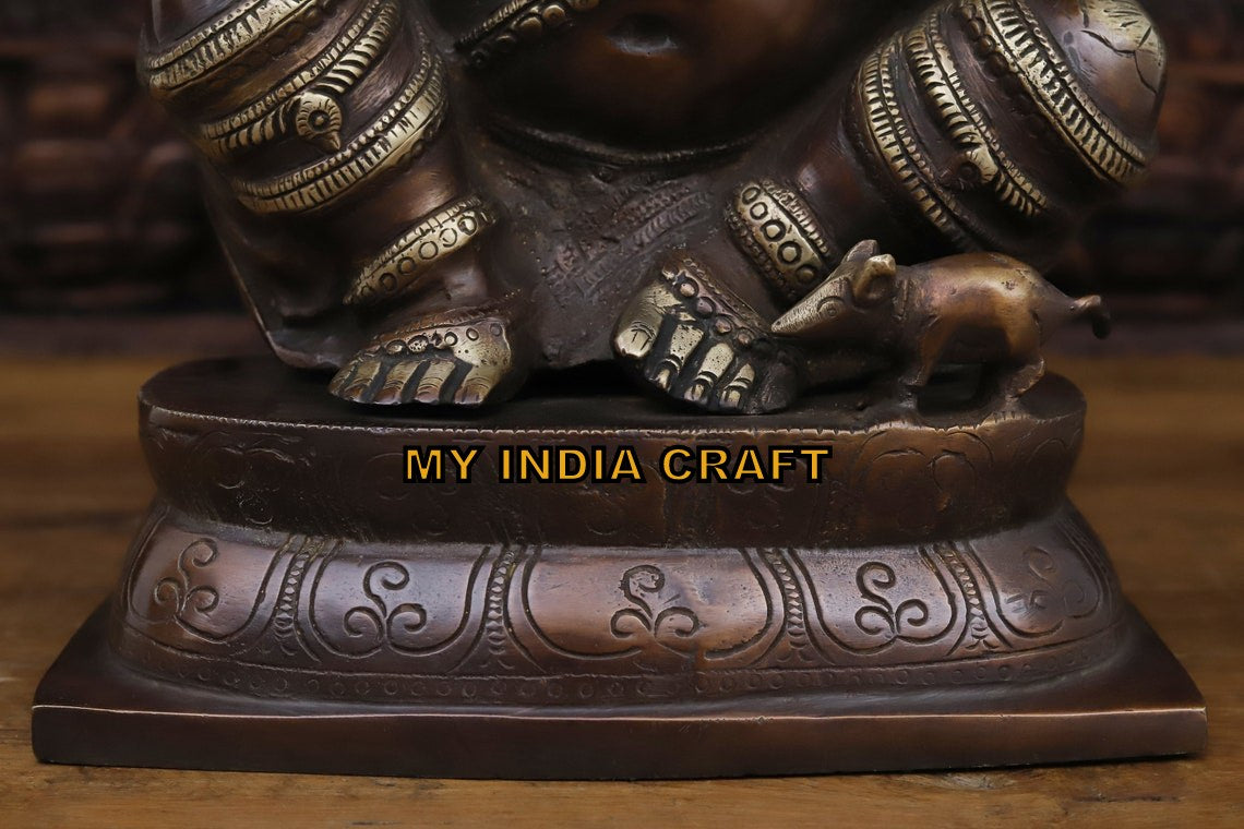 15.5" Antique Brass ganpati idol