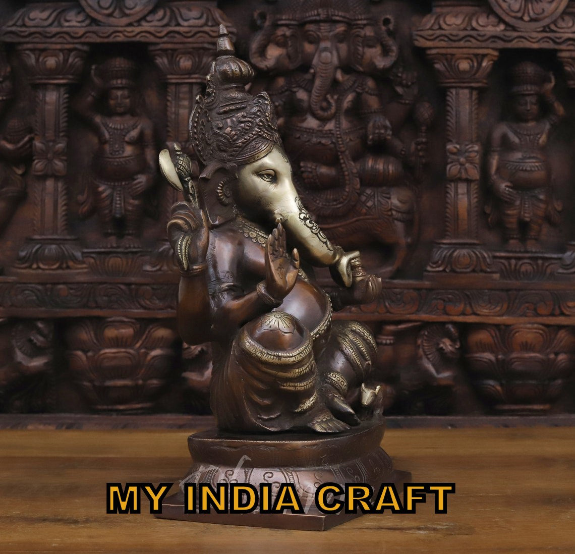 15.5" Antique Brass ganpati idol