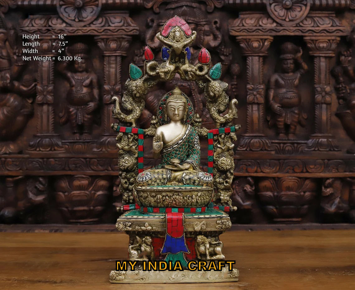 16" Buddha Statue brass