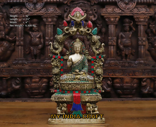16" Buddha Statue brass