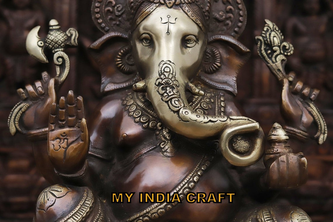 15.5" Antique Brass ganpati idol