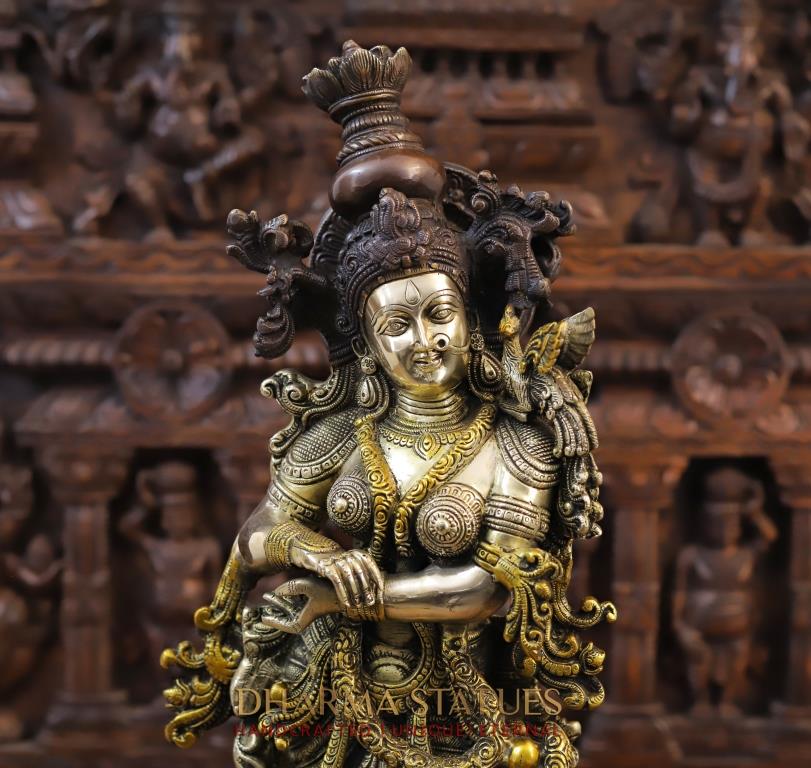 30" Antique Brass Radha Krishna