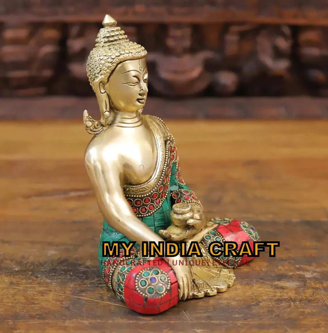 8" Buddha statue brass