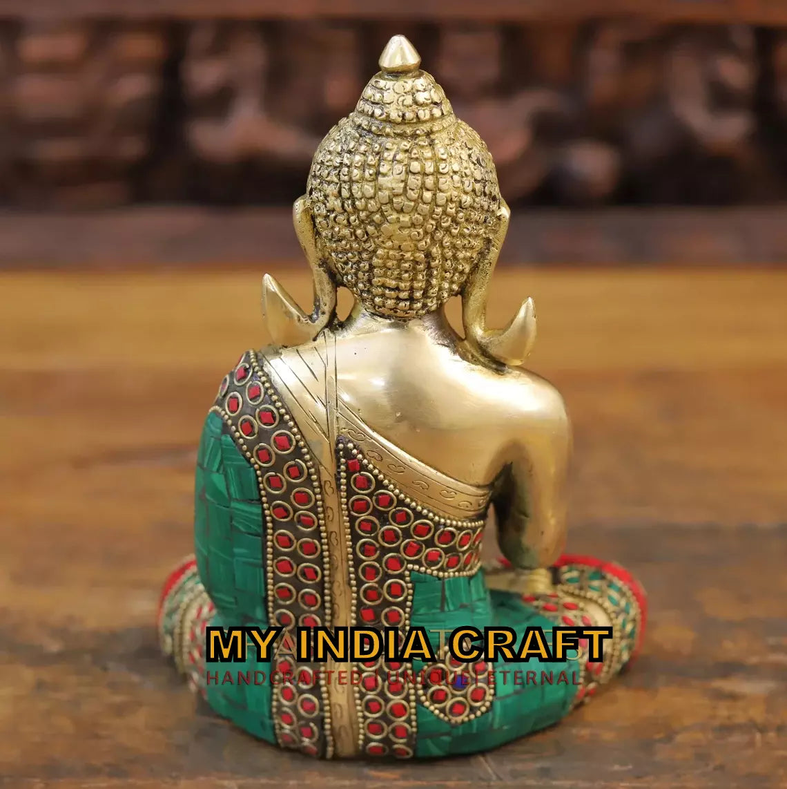 8" Buddha statue brass