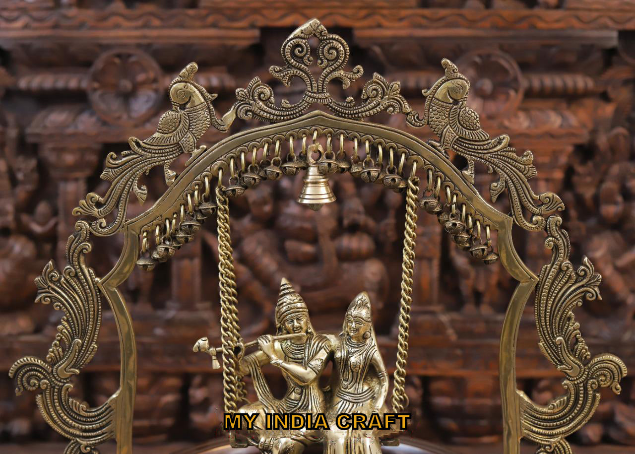 23" Radha Krishna Jhula on Urli brass